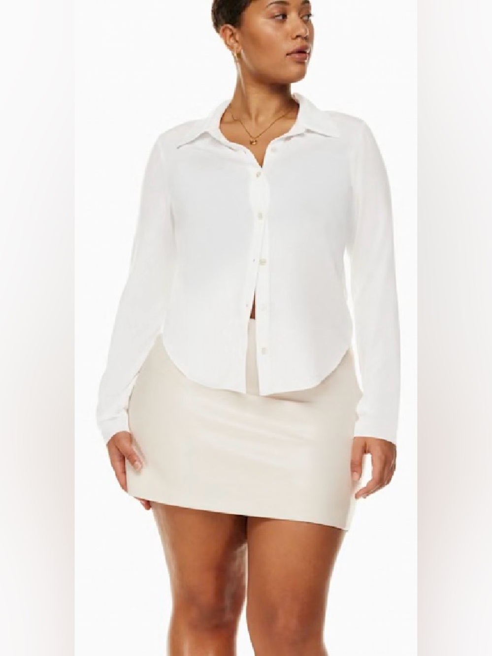Wilfred “Pose” White Long-Sleeve Button-Down Shirt